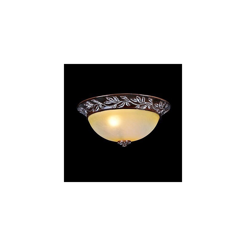 Lámpara de techo de cristal blanco y amarillo, resina, talla plateada, estilo clásico europeo.