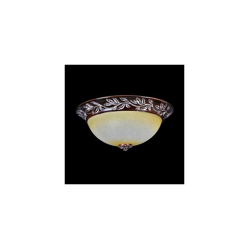 Lámpara de techo de cristal blanco y amarillo, resina, talla plateada, estilo clásico europeo.