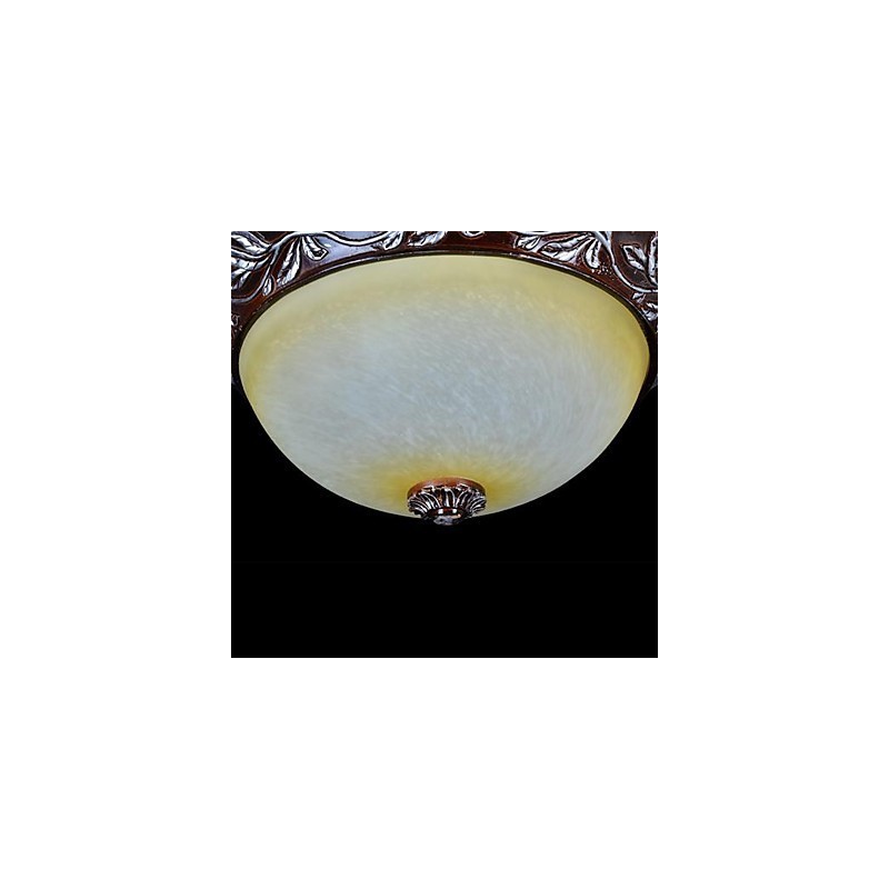 Lámpara de techo de cristal blanco y amarillo, resina, talla plateada, estilo clásico europeo.