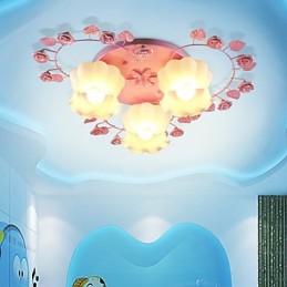 Lámpara creativa, lámpara rural, dulce, rosa, 3 luces absorbentes.