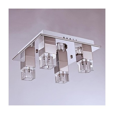 Lámparas de techo de 4 luces de cristal artístico con revestimiento de acero inoxidable Lámparas de techo de 4 luces de cristal artístico con revestimiento de acero inoxidable