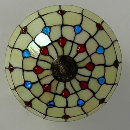 Lámpara de pie de hierro forjado estilo europeo de 30 x 19 cm con cola de media cúpula y cristal de colores claros
