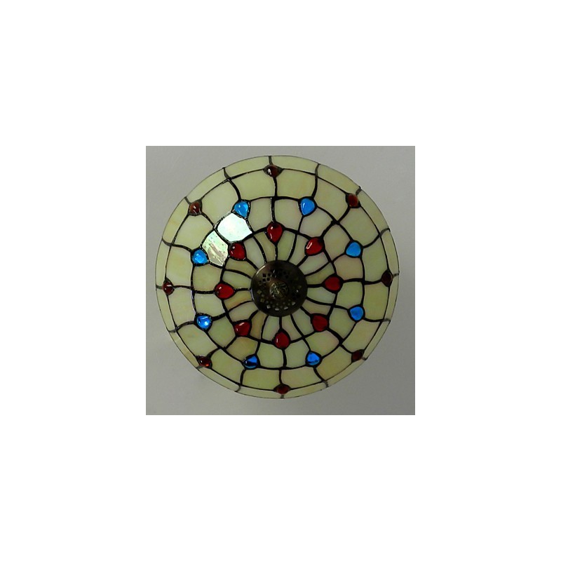 Lámpara de pie de hierro forjado estilo europeo de 30 x 19 cm con cola de media cúpula y cristal de colores claros