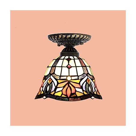Lámpara de cúpula absorbente de vidrio emplomado de artes creativas rurales europeas Lámpara de cúpula absorbente de vidrio emplomado de artes creativas rurales europeas