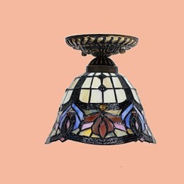 Lámpara de cúpula absorbente de vidrio emplomado de artes creativas rurales europeas