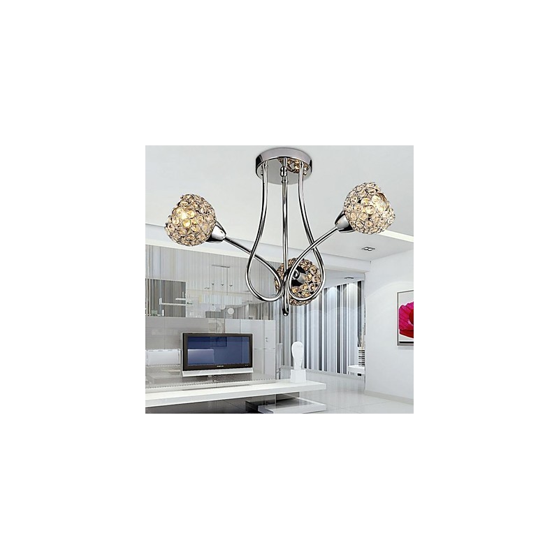 Lámpara colgante empotrada de metal galvanizado con cristal clásico tradicional contemporáneo moderno