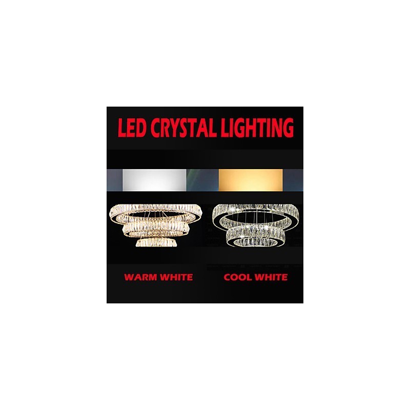 Lámparas de araña de cristal modernas con anillos individuales K9, lámparas de techo de cristal grandes para interiores