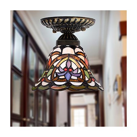 Lámpara de cúpula absorbente de vidrio emplomado de artes creativas rurales europeas Lámpara de cúpula absorbente de vidrio emplomado de artes creativas rurales europeas