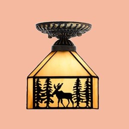 Lámpara de cúpula absorbente de luz con vitrales de artes creativas rurales europeas navideñas