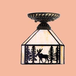 Lámpara de cúpula absorbente de luz con vitrales de artes creativas rurales europeas navideñas