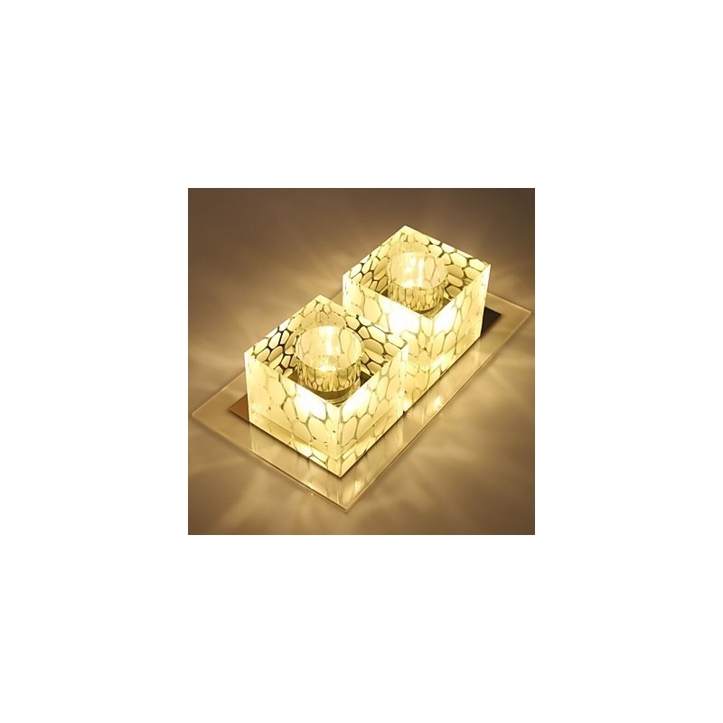 Lámpara de techo de cristal de 27 x 15 x 5 cm, foco SMD de 6 W, lámpara creativa, tubo de luz, luz de cúpula de colores.