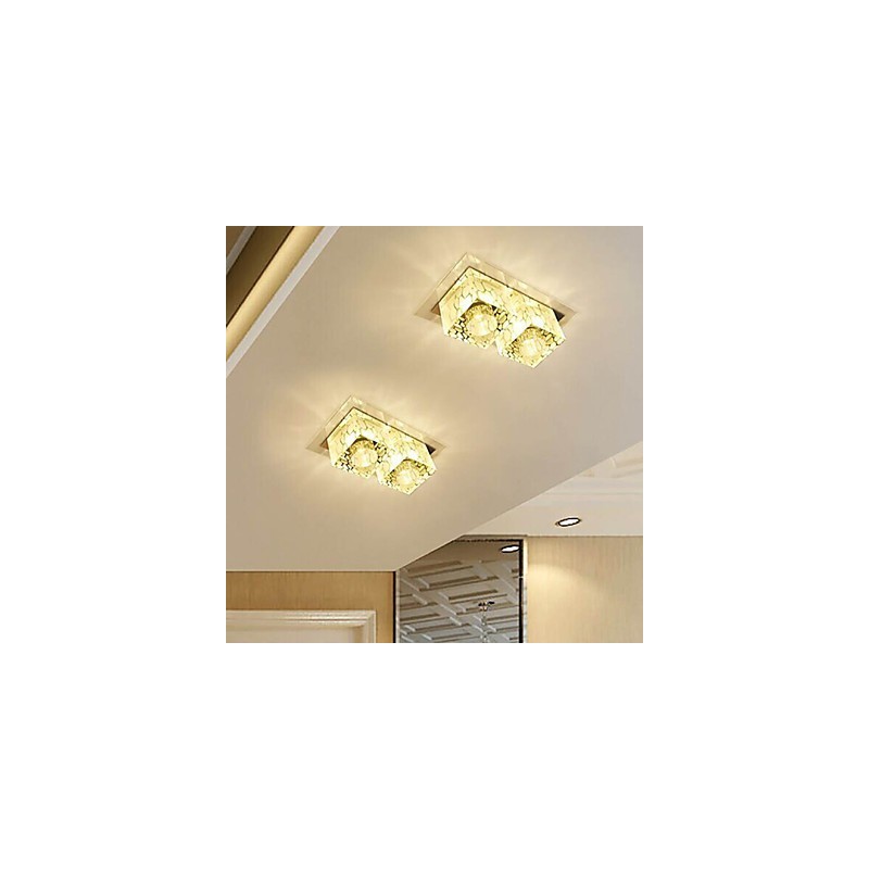Lámpara de techo de cristal de 27 x 15 x 5 cm, foco SMD de 6 W, lámpara creativa, tubo de luz, luz de cúpula de colores.