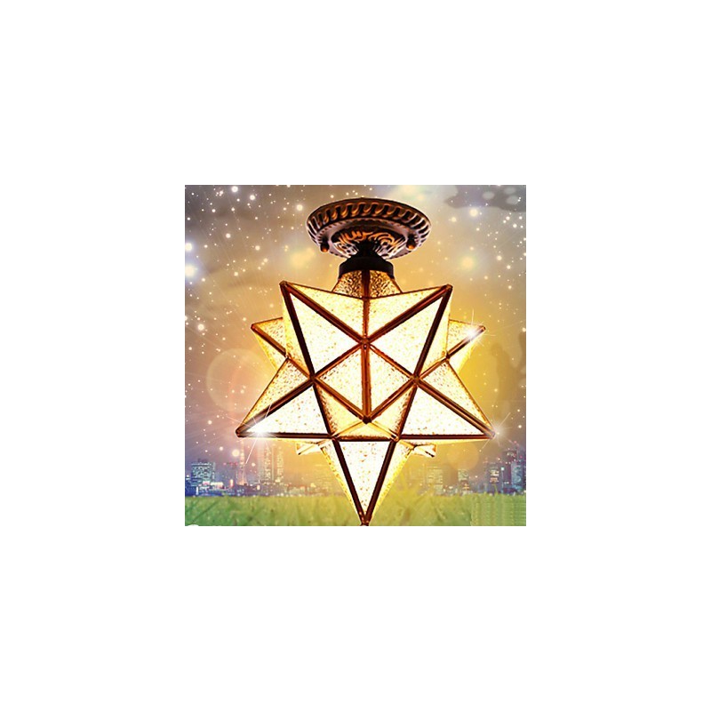 Estrellas de vitrales de artes creativas rurales europeas para absorber la luz de la lámpara de cúpula