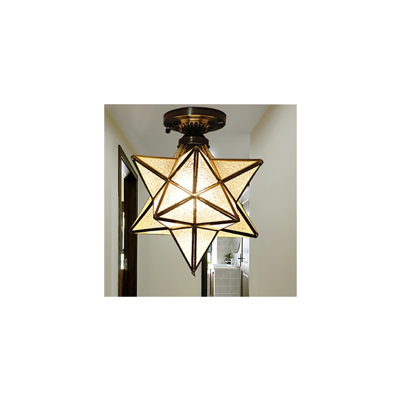 Estrellas de vitrales de artes creativas rurales europeas para absorber la luz de la lámpara de cúpula