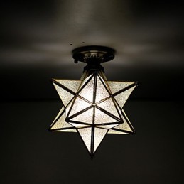 Estrellas de vitrales de artes creativas rurales europeas para absorber la luz de la lámpara de cúpula