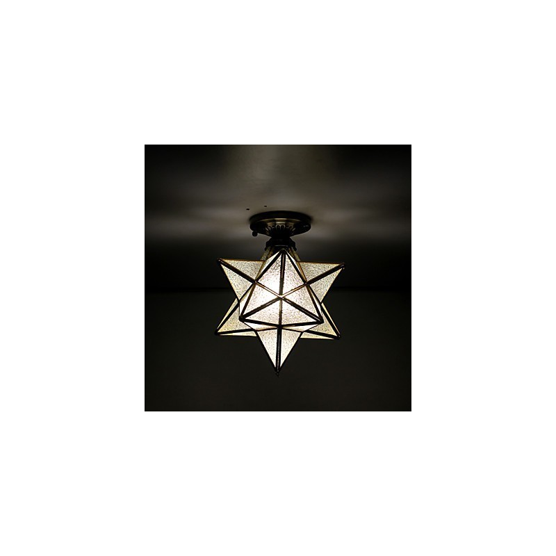 Estrellas de vitrales de artes creativas rurales europeas para absorber la luz de la lámpara de cúpula