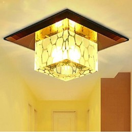 Mini lámpara de techo de cristal, foco de 3 W, lámpara creativa, tubo de luz, luz de cúpula cuadrada de colores.