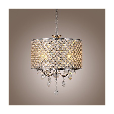 Lámpara colgante moderna de cristal con forma de tambor y 4 luces Lámpara colgante moderna de cristal con forma de tambor y 4 luces