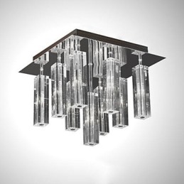 Lámpara de techo moderna contemporánea de metal cromado y cristal