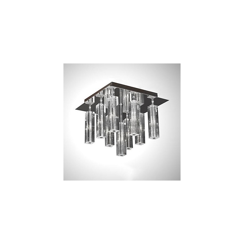 Lámpara de techo moderna contemporánea de metal cromado y cristal