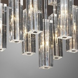 Lámpara de techo moderna contemporánea de metal cromado y cristal