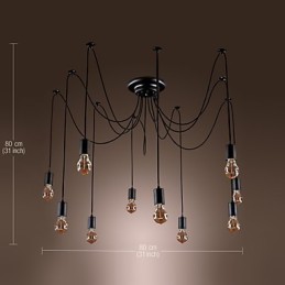 Lámpara colgante de 10 luces con diseño vintage y bombillas incluidas.