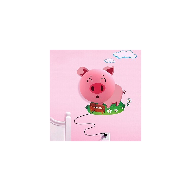 Papel tapiz Lámparas de pared Flor Cara DIY Ambiente divertido Luz de noche Niños Lámpara de noche Decoración Cerdo rosa