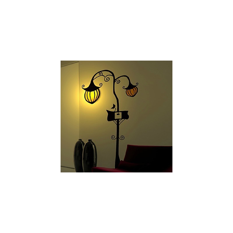 Lámpara de pared de plástico resistente a altas temperaturas con forma de calabaza, luz y papel tapiz 3D creativo.
