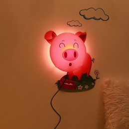 Lámpara de pared de plástico resistente a altas temperaturas con efecto cerdo, que puede quitar el papel tapiz 3D creativo hasta 10 °C.
