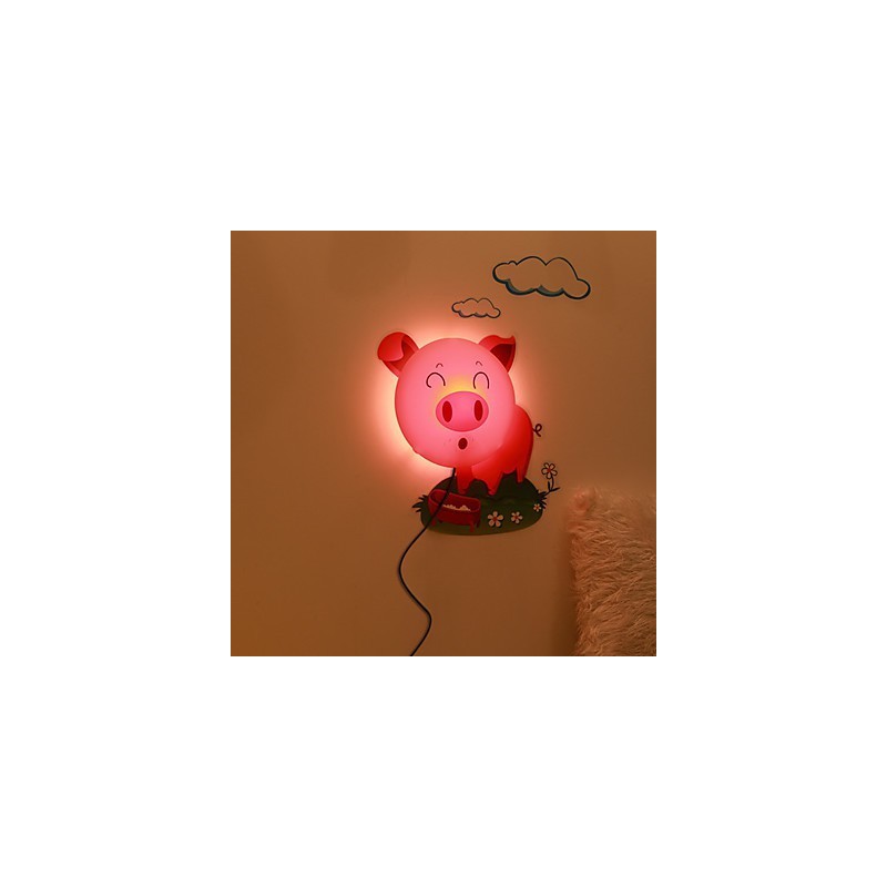 Lámpara de pared de plástico resistente a altas temperaturas con efecto cerdo, que puede quitar el papel tapiz 3D creativo hasta 10 °C.