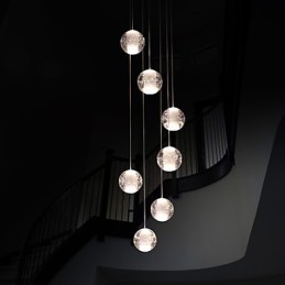 Lámpara colgante moderna G4 Retroifit de 7 luces con cristal cromado para escaleras.