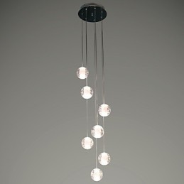 Lámpara colgante moderna G4 Retroifit de 7 luces con cristal cromado para escaleras.