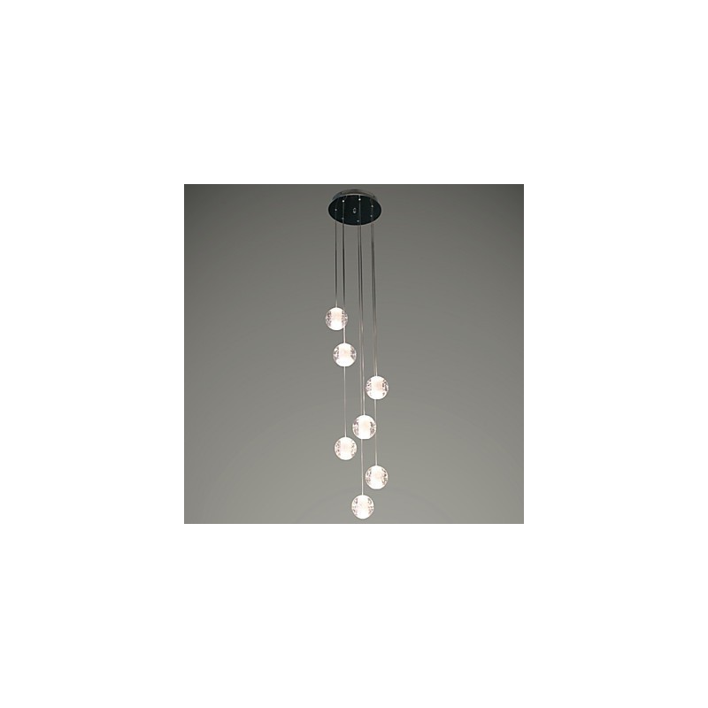 Lámpara colgante moderna G4 Retroifit de 7 luces con cristal cromado para escaleras.