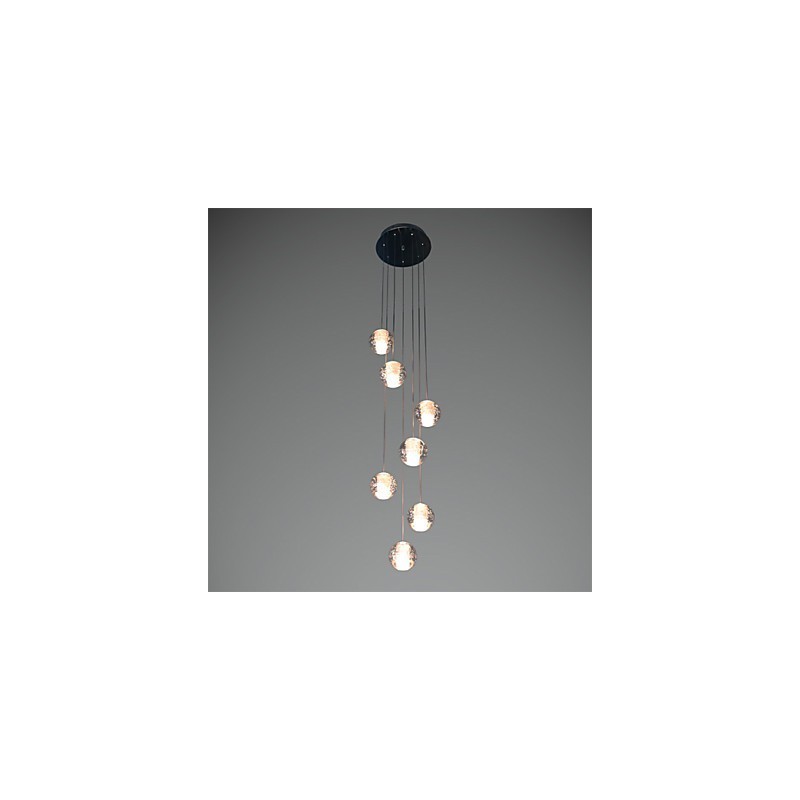 Lámpara colgante moderna G4 Retroifit de 7 luces con cristal cromado para escaleras.