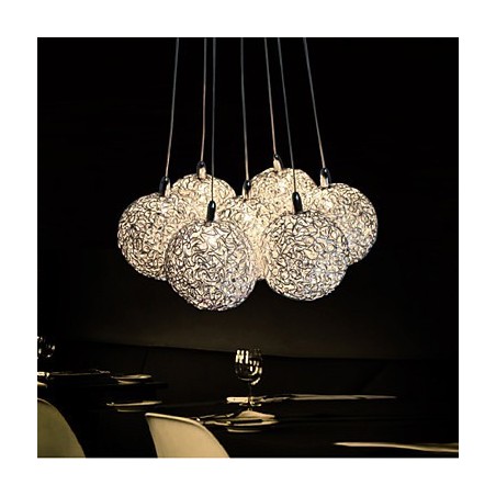 Lámpara colgante moderna de 7 luces para decoración del hogar, de aluminio. Lámpara colgante moderna de 7 luces para decoración del hogar, de aluminio.
