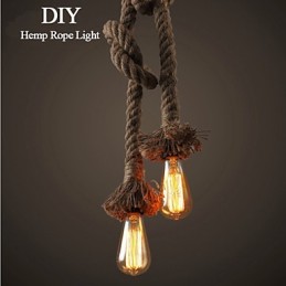 Lámpara de cuerda de cáñamo creativa con 1 luz DIY