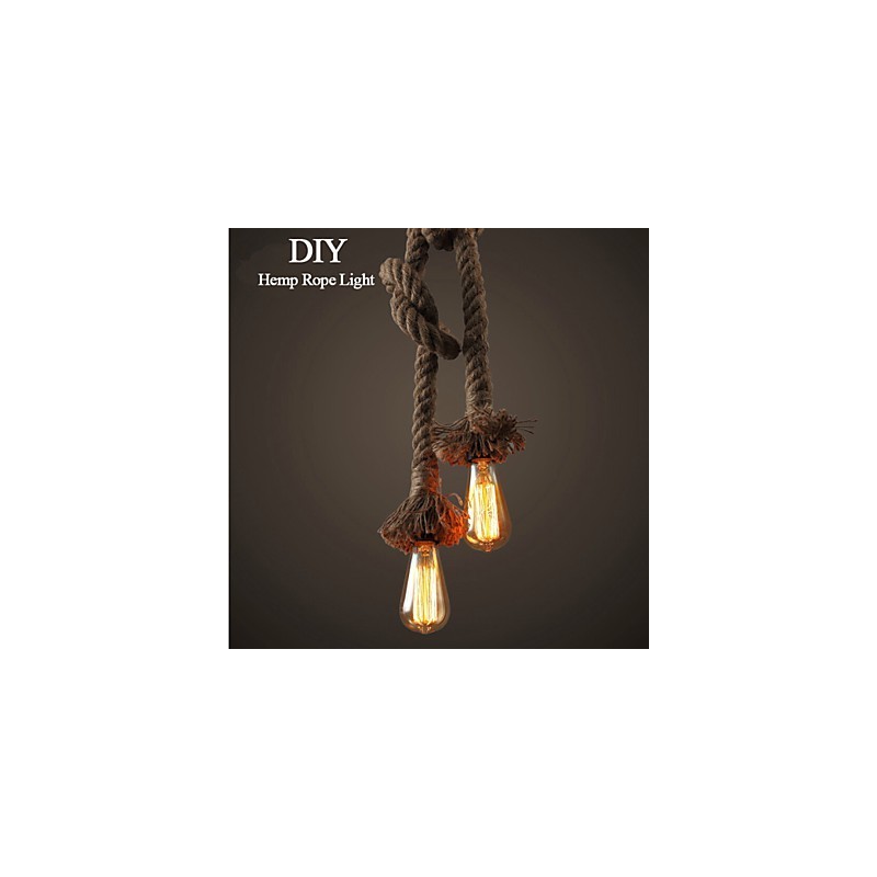 Lámpara de cuerda de cáñamo creativa con 1 luz DIY