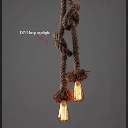 Lámpara de cuerda de cáñamo creativa con 1 luz DIY