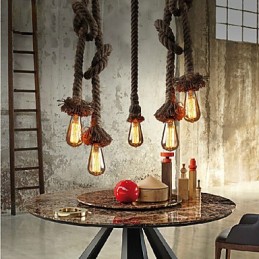 Lámpara de cuerda de cáñamo creativa con 1 luz DIY