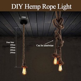 Lámpara de cuerda de cáñamo creativa con 1 luz DIY
