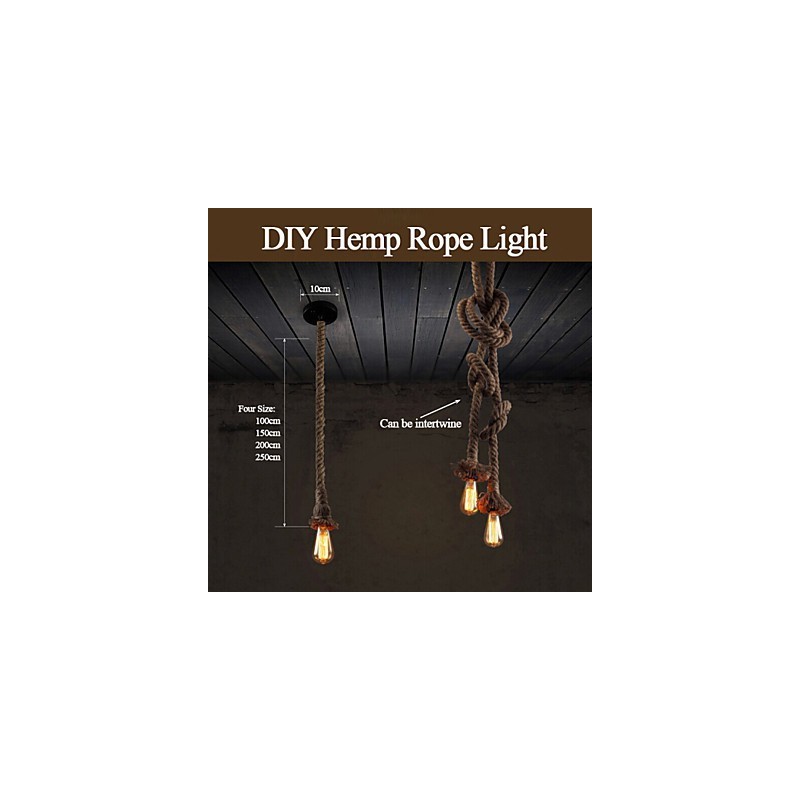 Lámpara de cuerda de cáñamo creativa con 1 luz DIY