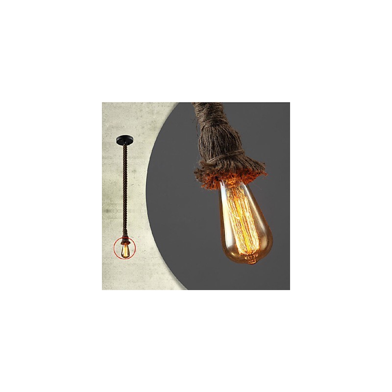 Lámpara de cuerda de cáñamo creativa con 1 luz DIY