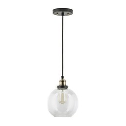 Lámpara colgante de fábrica industrial de latón antiguo, una lámpara, pantalla de vidrio, lámpara colgante de cafetería