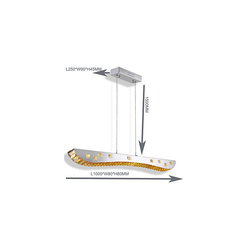 Lámpara colgante de cristal Lámpara colgante de metal cromado Cristal ámbar o transparente