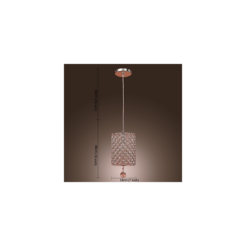 Lámpara colgante de cristal estilo cilindro