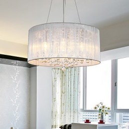 Lámpara colgante moderna de tambor de 4 luces