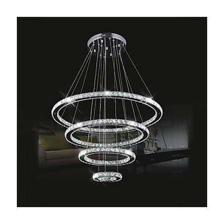 Lámpara colgante de cristal para techo, cristal transparente, redonda, 4 anillos, 40 cm, 60 cm y 80 cm. Lámpara colgante de cristal para techo, cristal transparente, redonda, 4 anillos, 40 cm, 60 cm y 80 cm.