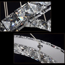 Lámpara colgante de cristal para techo, cristal transparente, redonda, 4 anillos, 40 cm, 60 cm y 80 cm.
