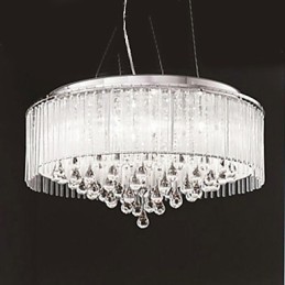 Lámpara colgante moderna contemporánea de cristal cromado con forma de tambor