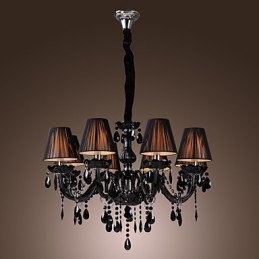 Lámpara de araña moderna de lujo de cristal negro de 8 luces